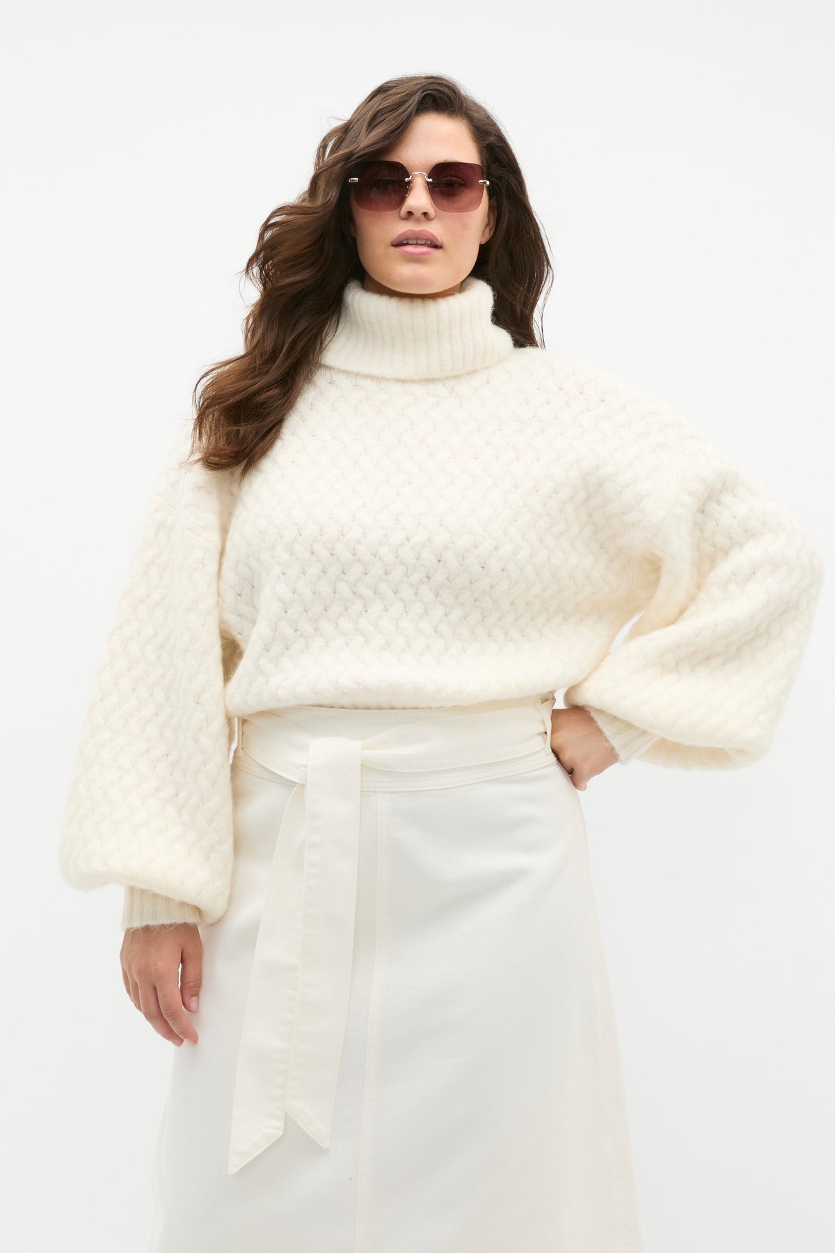 Lofty Textured Roll Neck Knit