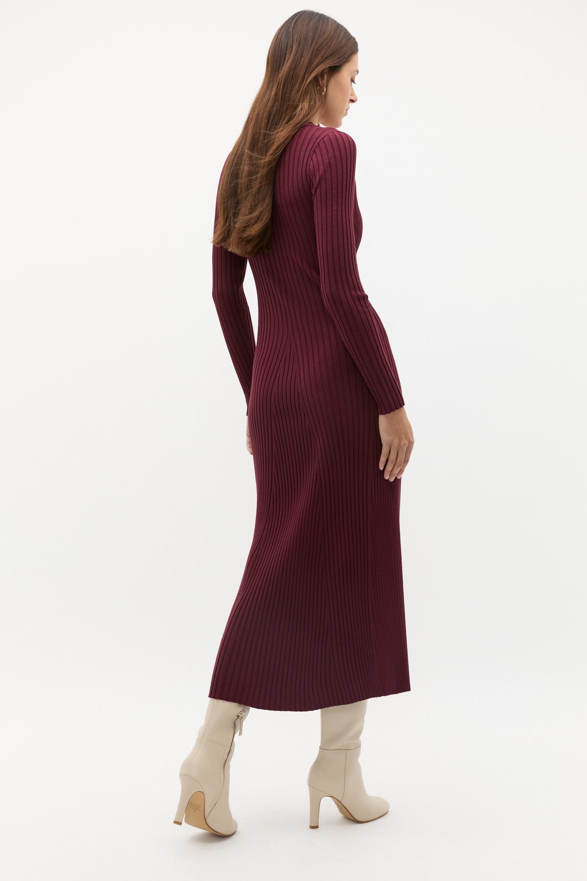 Rib Polo Knit Midi Dress