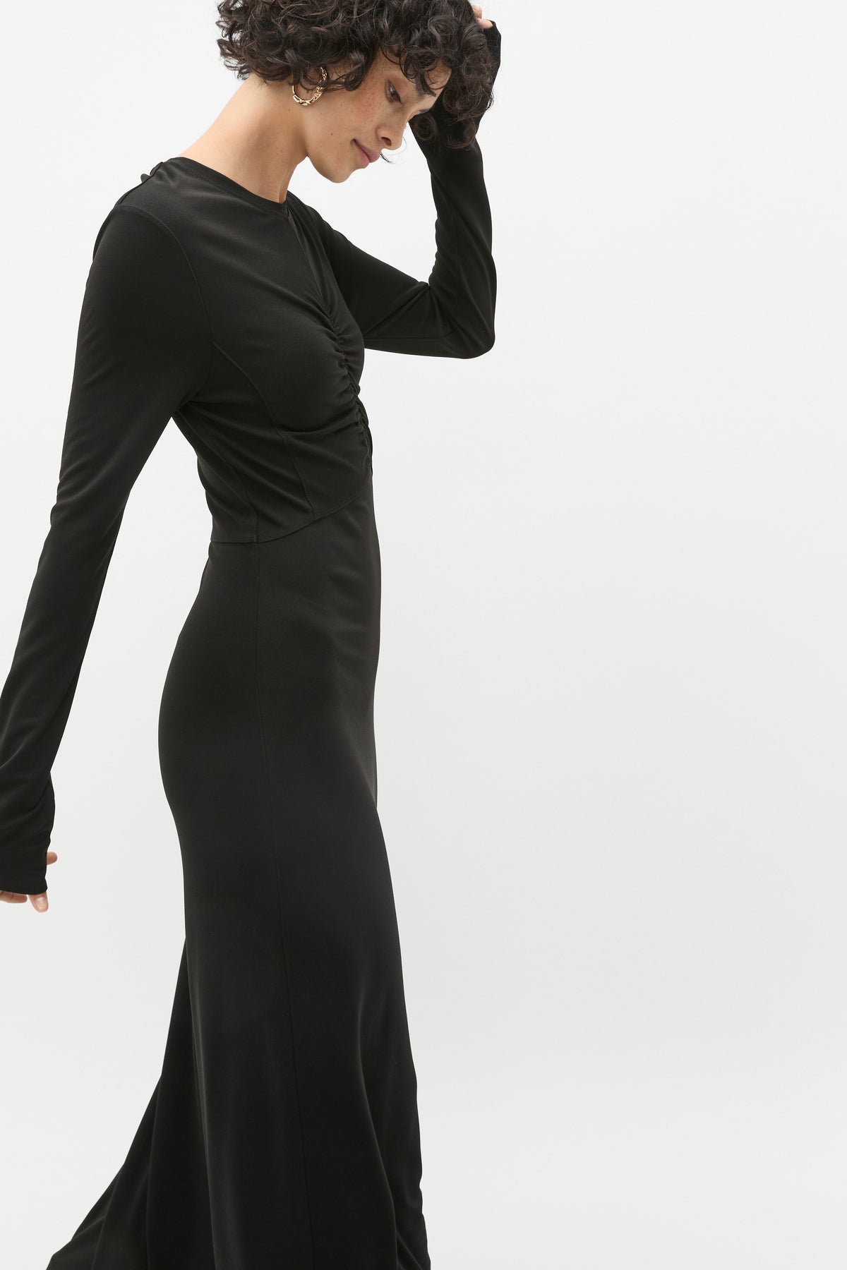 Micro Jersey Ruched Midi Dress