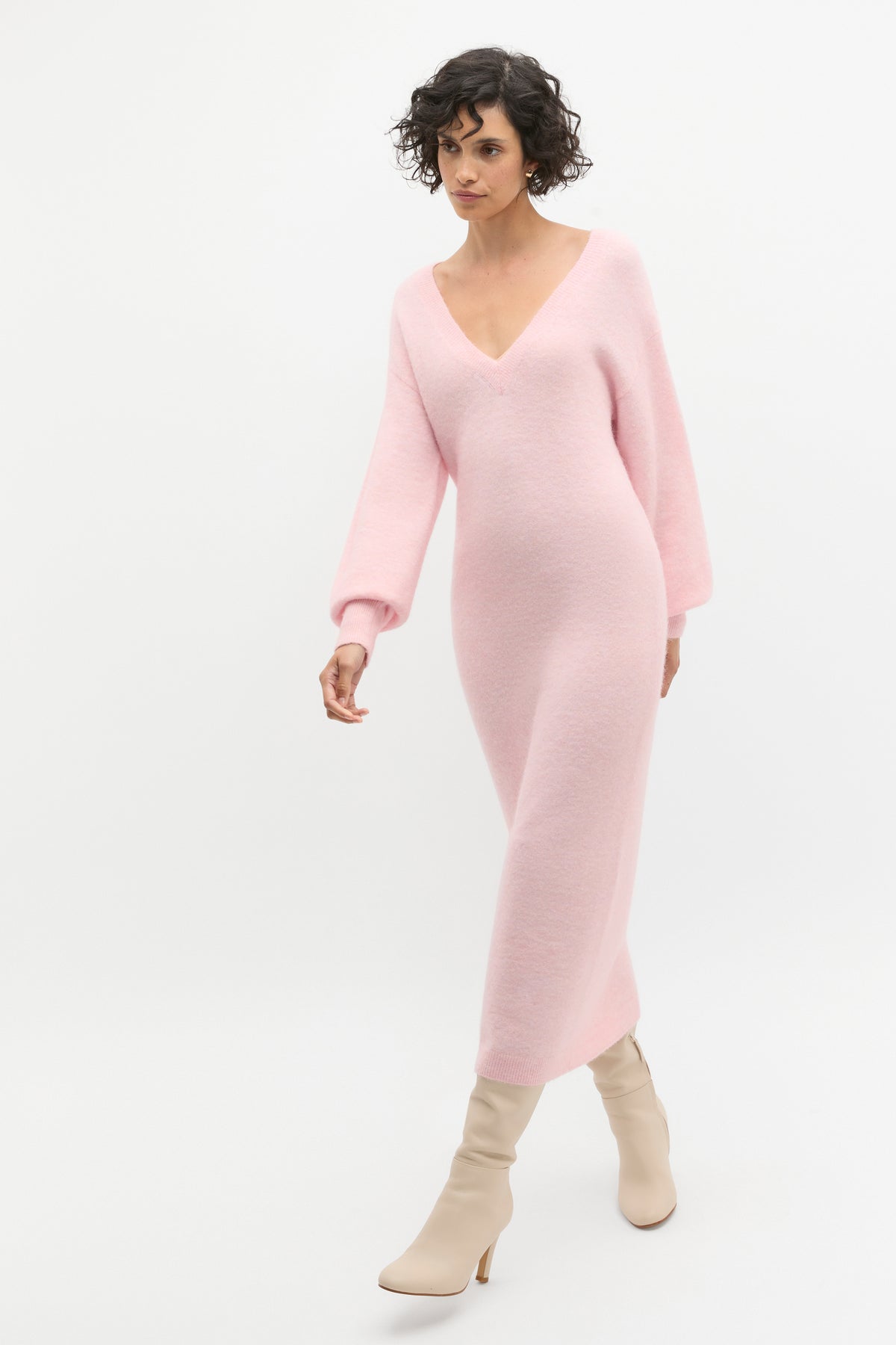 Lofty V Neck Midi Dress