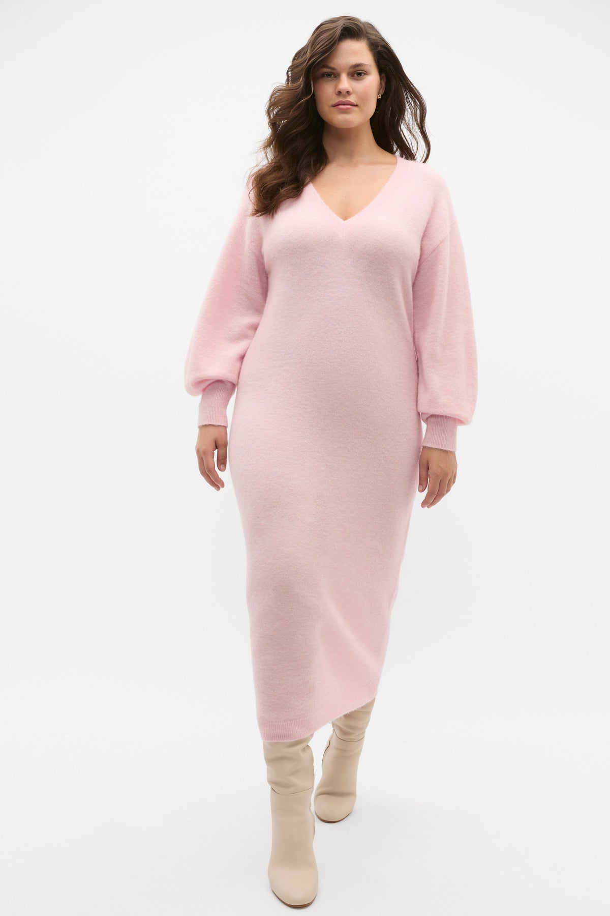 Lofty V Neck Midi Dress