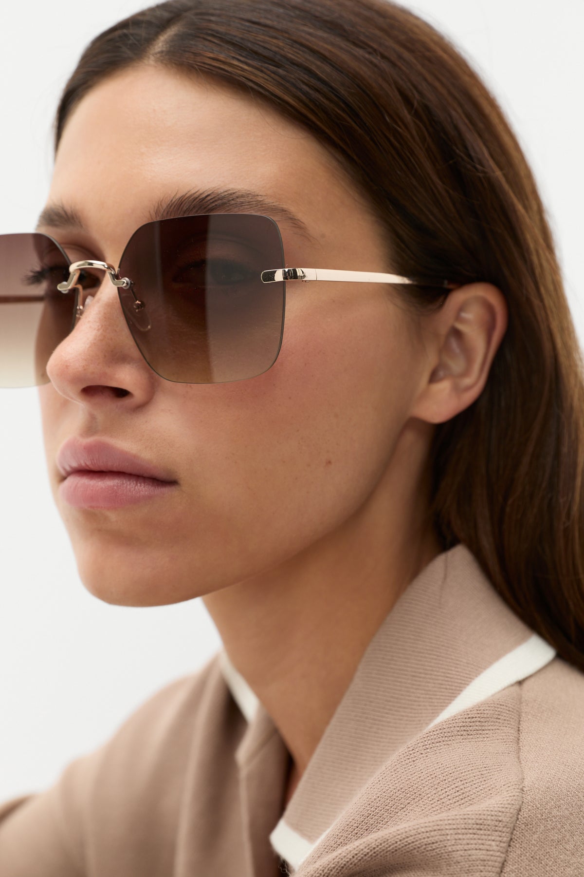 Matea Rectangle Frameless Sunglasses