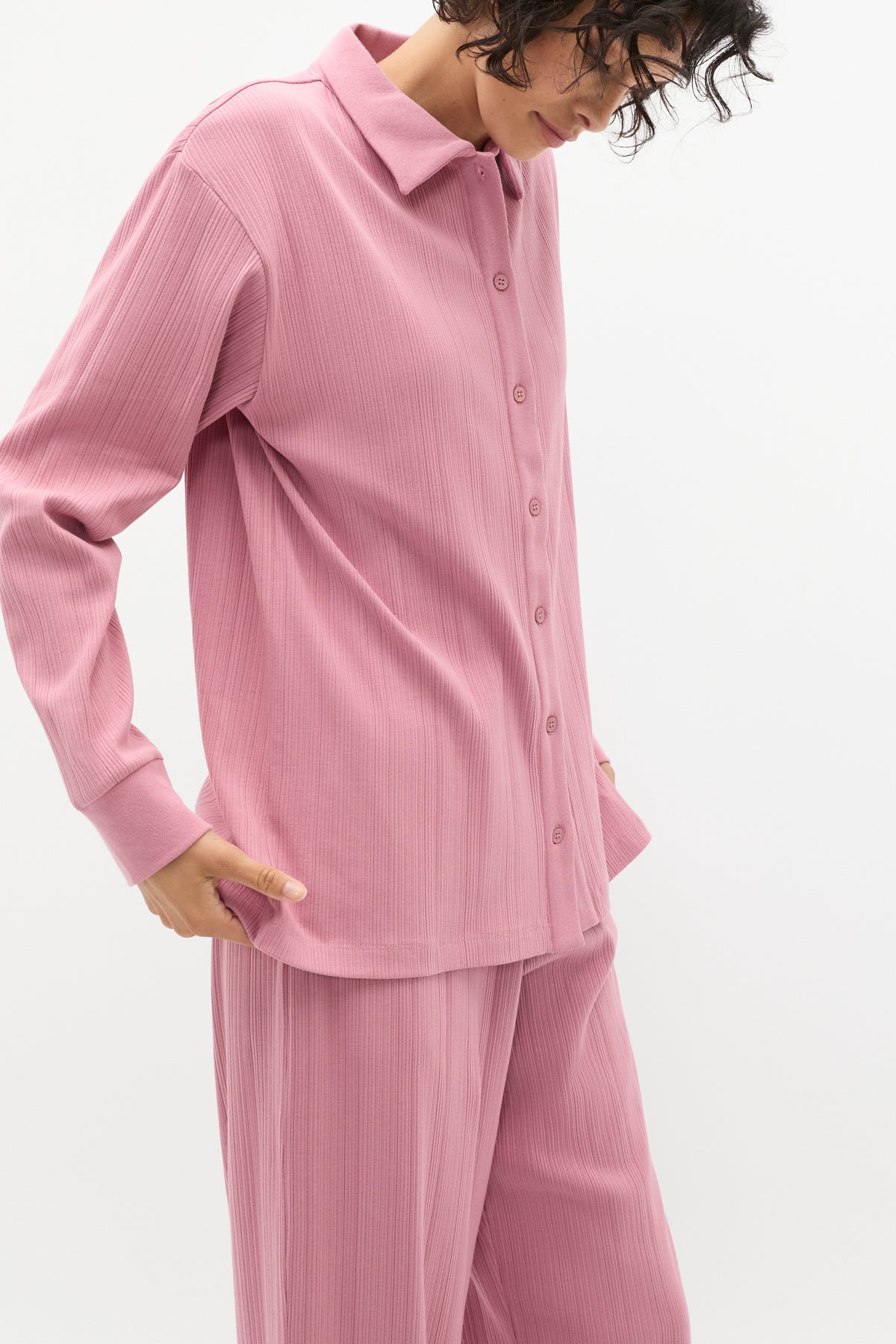 Vertical Rib Shirt and Pant Set
