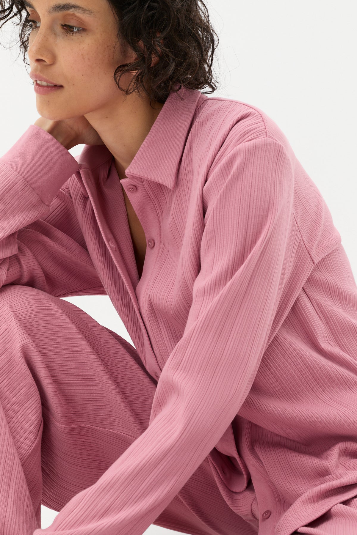 Vertical Rib Shirt and Pant Set