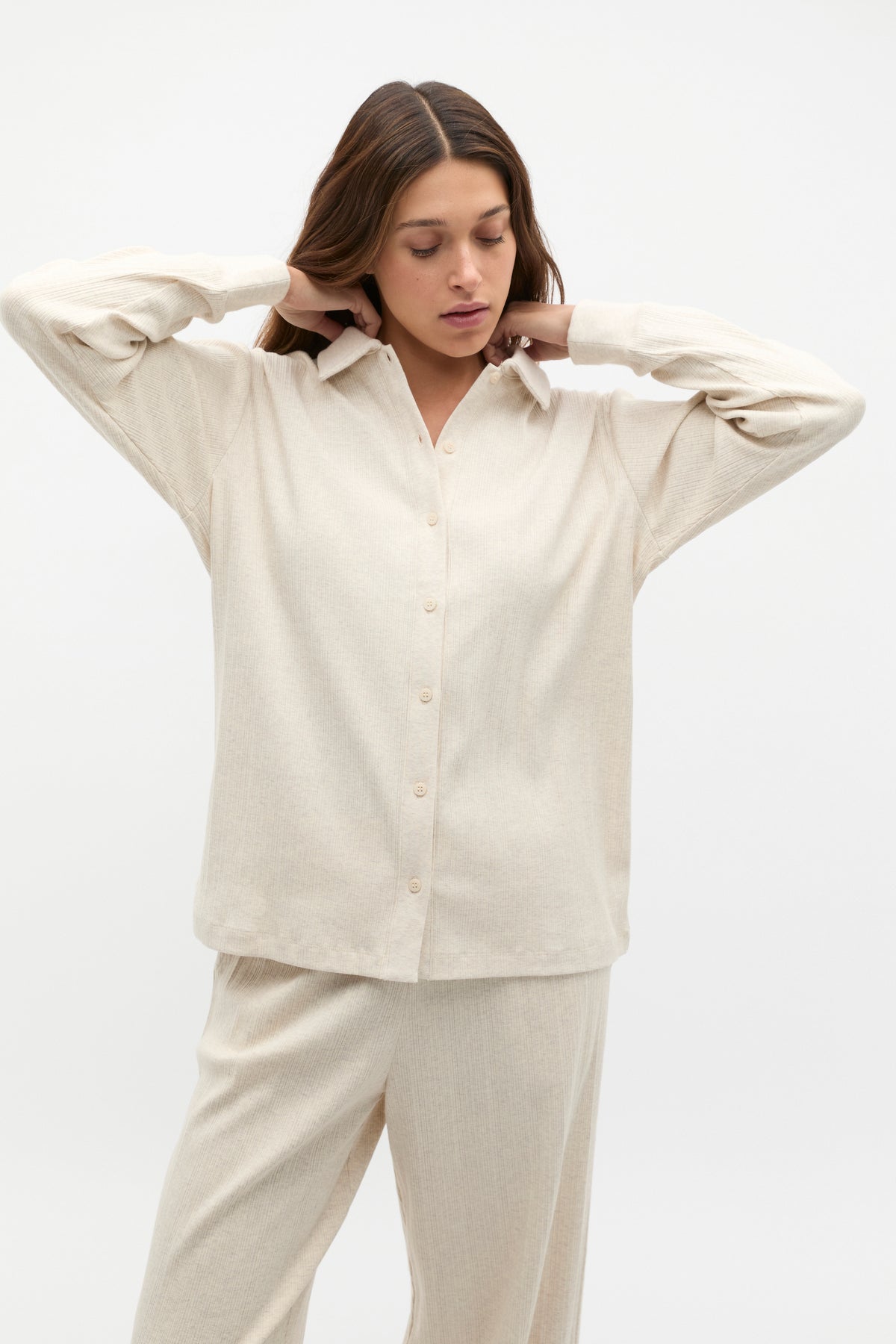 Vertical Rib Shirt and Pant Set