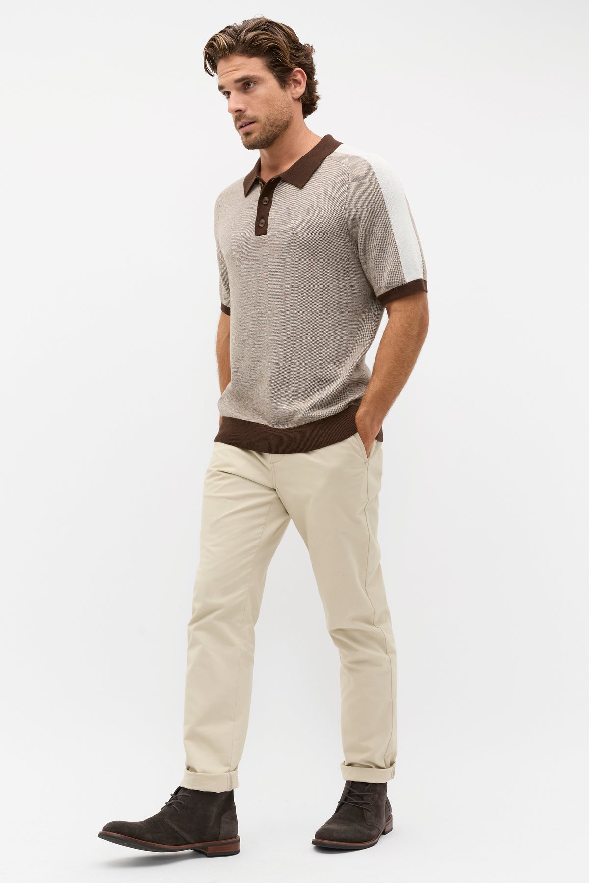 Colourblock Knit Polo