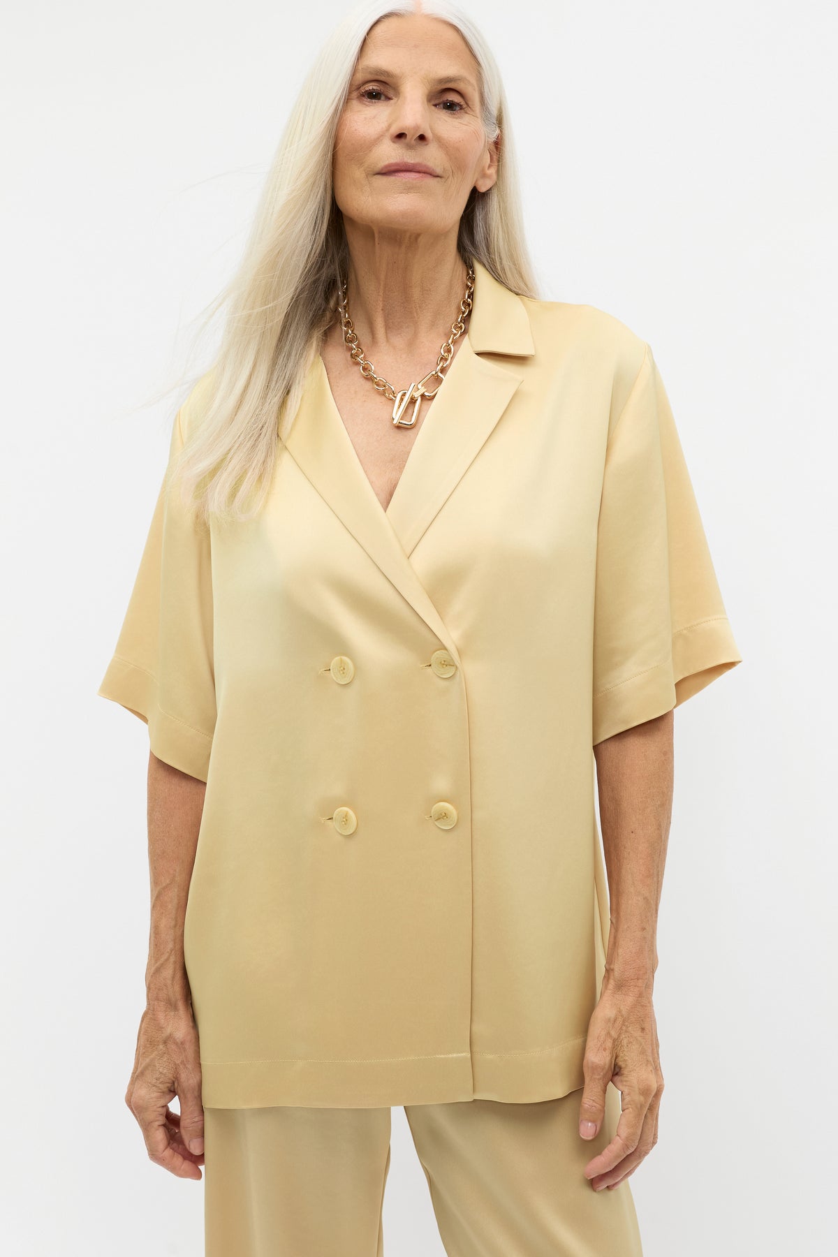 Satin Double Breasted Shirt