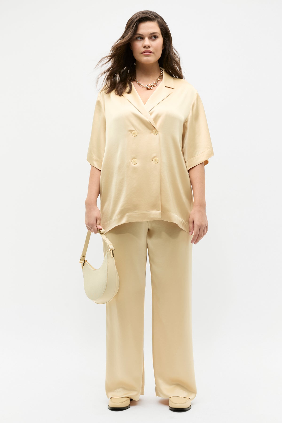 Satin Double Breasted Shirt