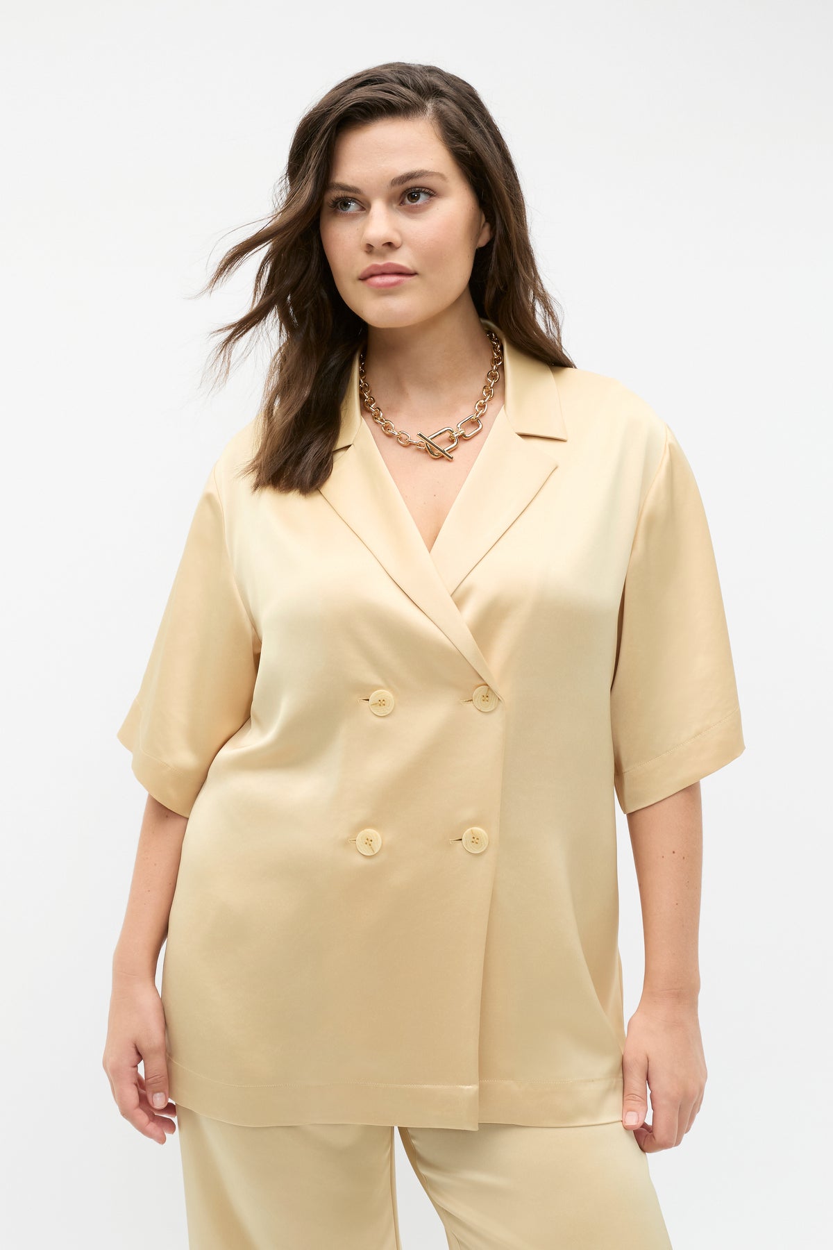 Satin Double Breasted Shirt