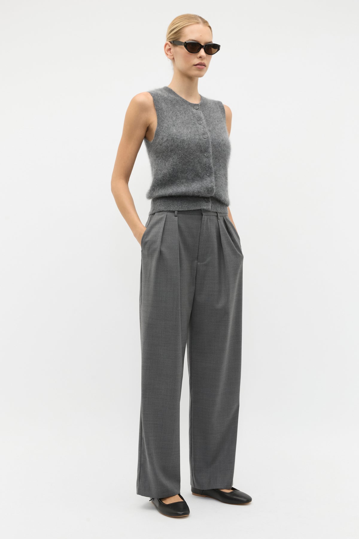Brushed Cashmere Button Vest