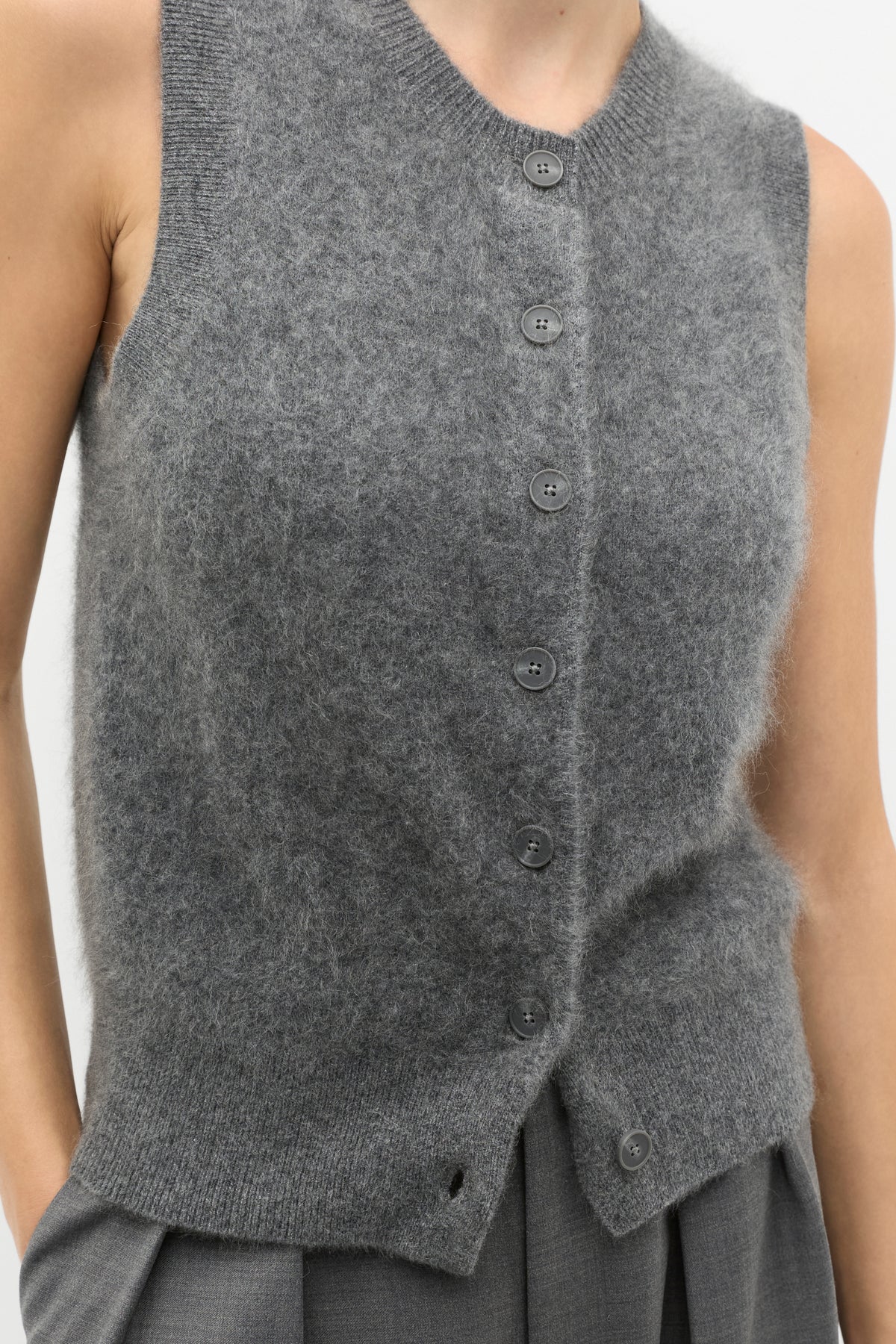 Brushed Cashmere Button Vest