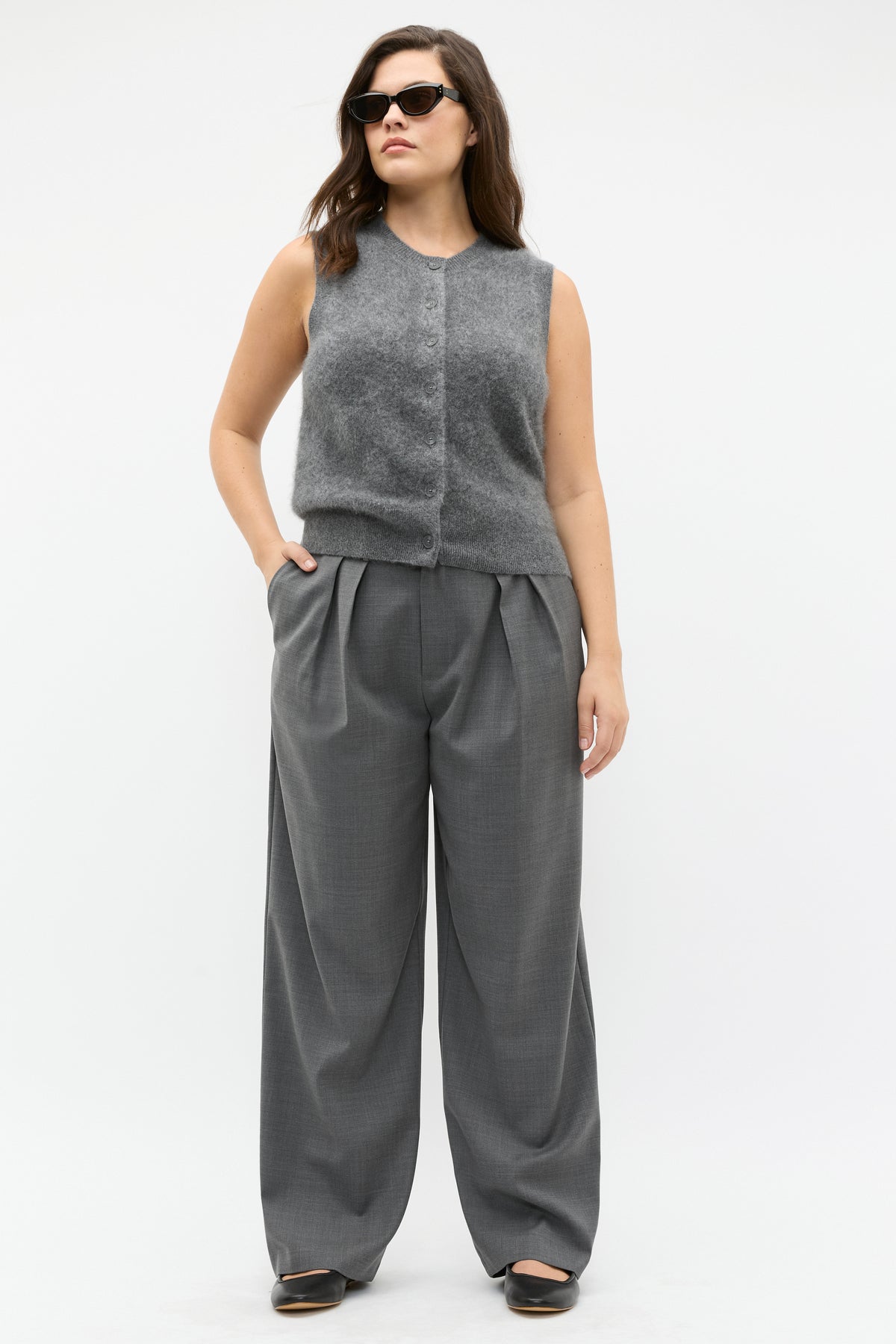 Brushed Cashmere Button Vest