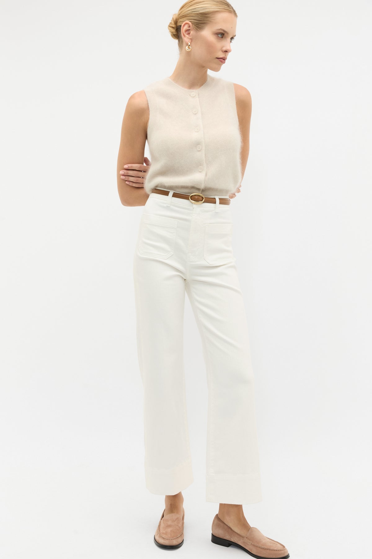 Brushed Cashmere Button Vest