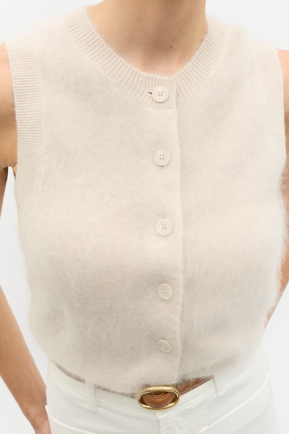 Brushed Cashmere Button Vest