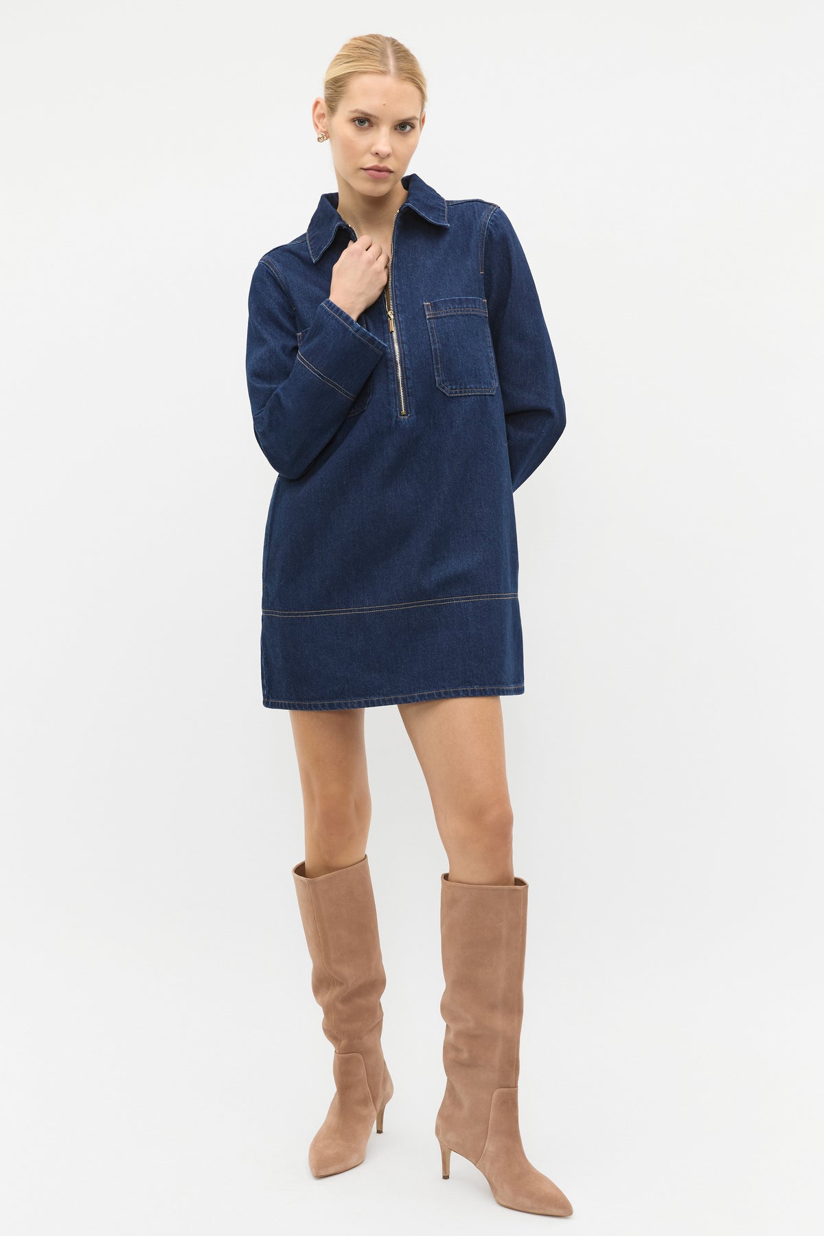 Long Sleeve Denim Mini Dress