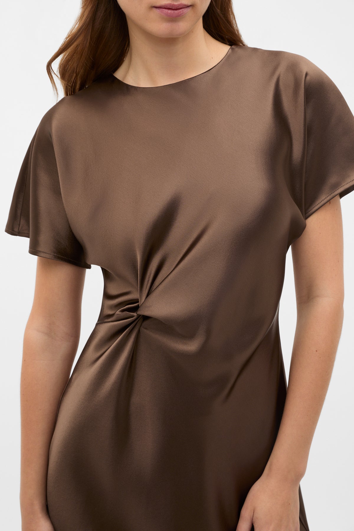 Satin Knot Front Dress