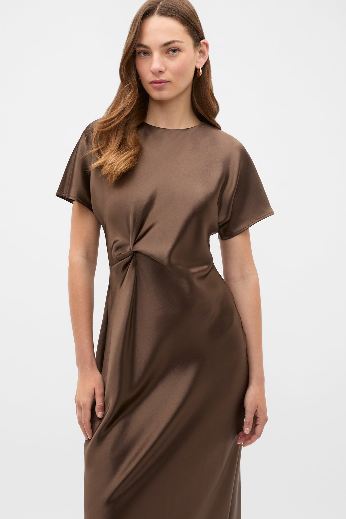 Satin Knot Front Dress