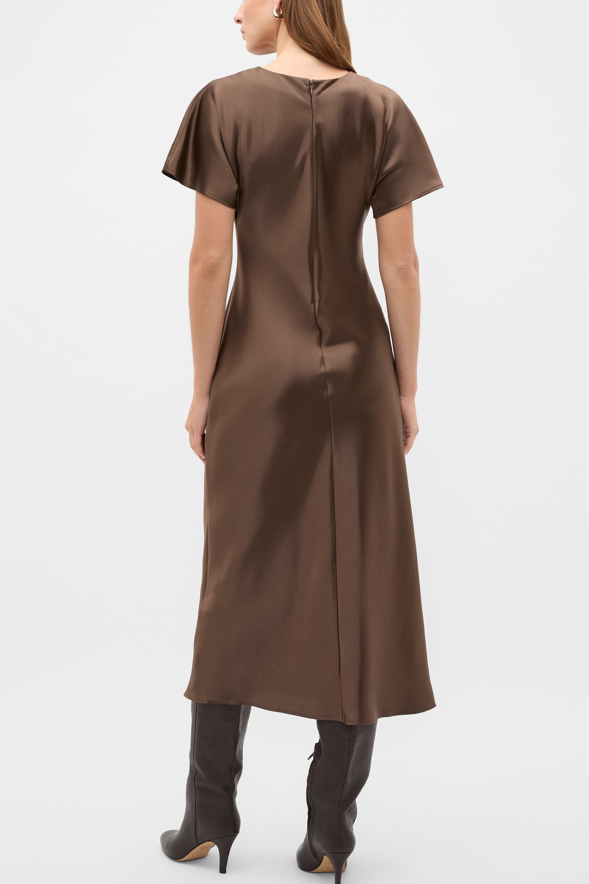 Satin Knot Front Dress