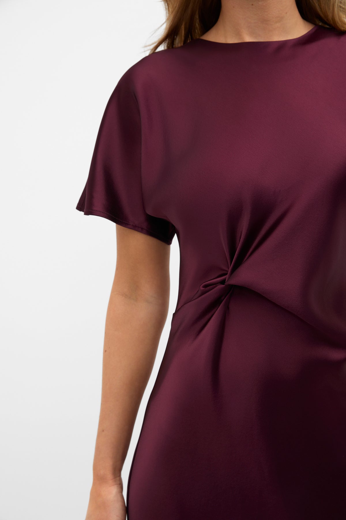 Satin Knot Front Dress