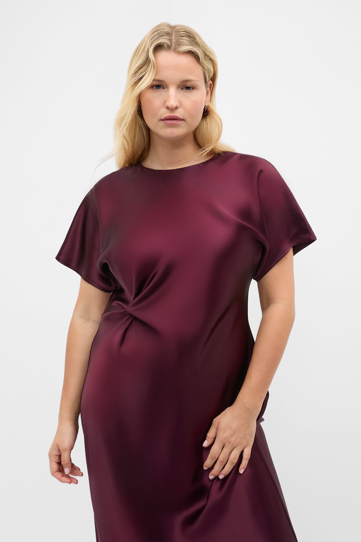 Satin Knot Front Dress