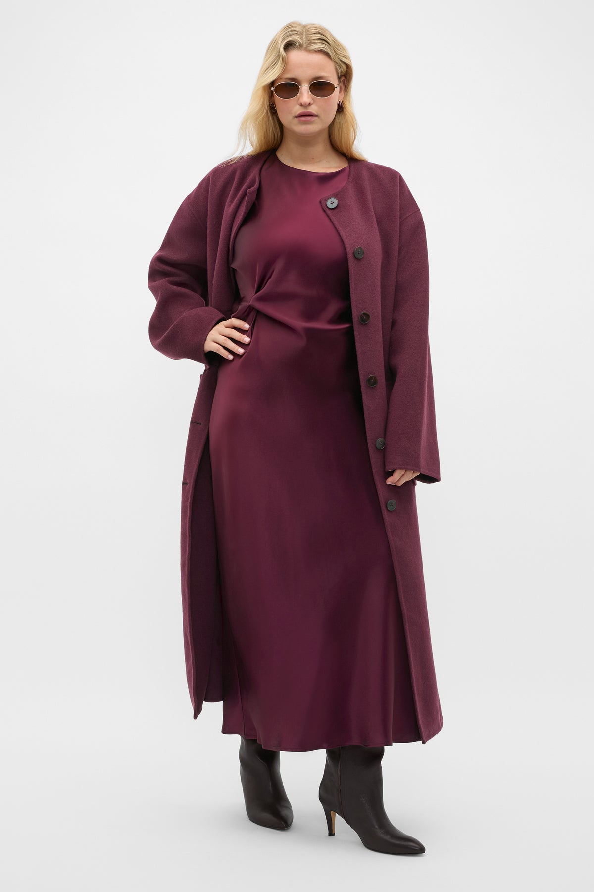 Satin Knot Front Dress