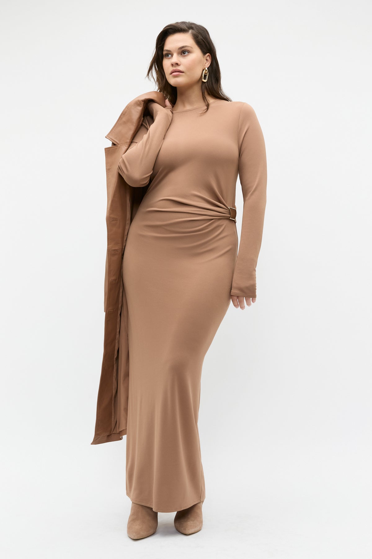 Long Sleeve Ruched Side Dress