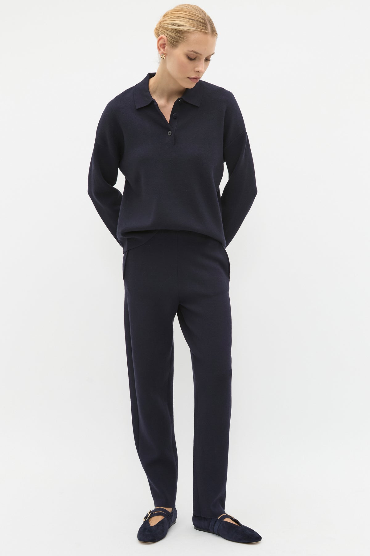 Double Knit Barrel Leg Pant