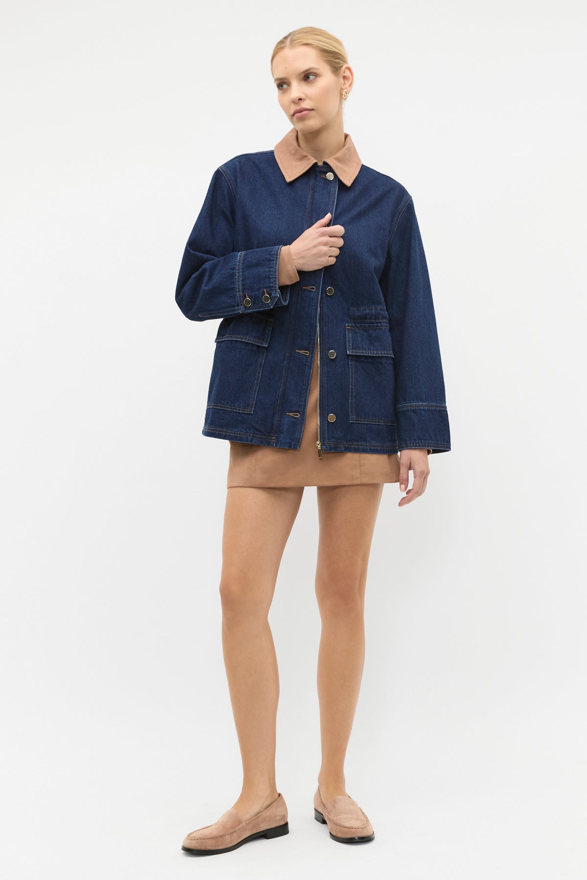 Denim Contrast Collar Jacket