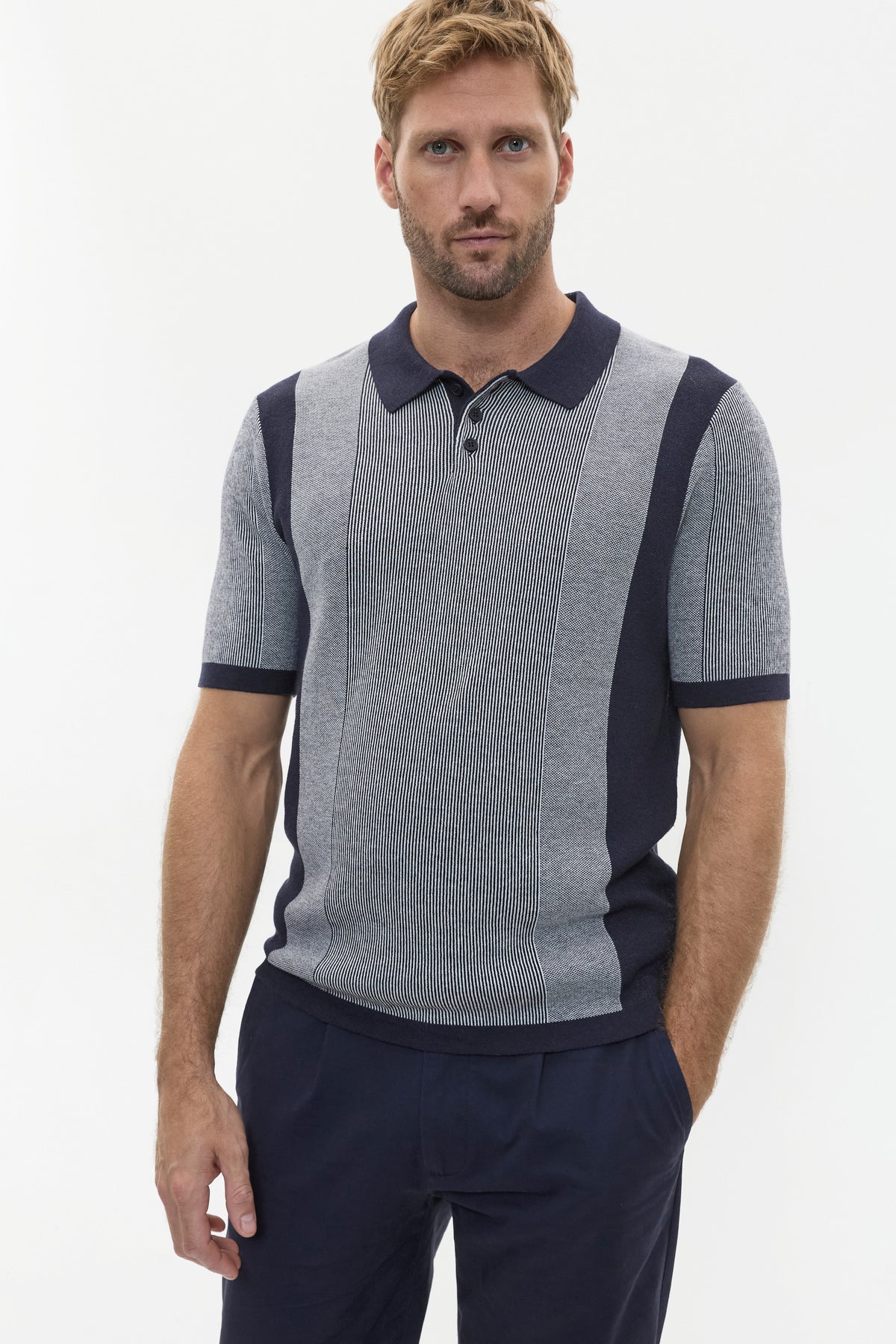 Micro Stripe Knit Polo
