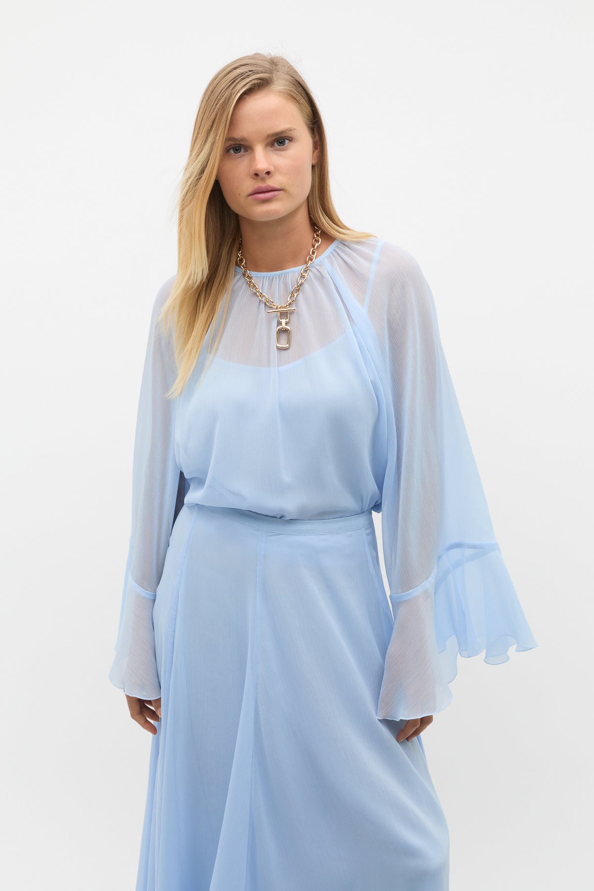 Fluted Sleeve Blouse