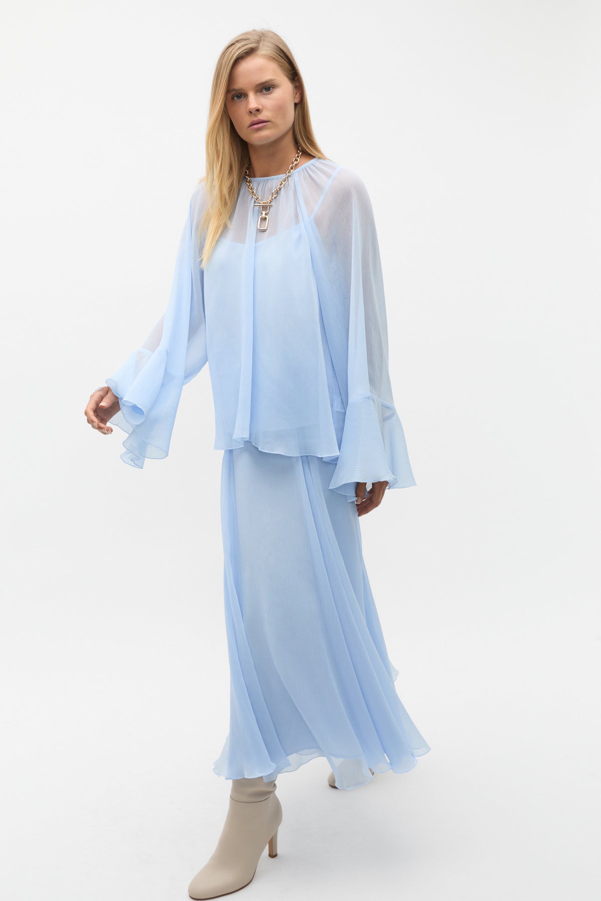 Fluted Sleeve Blouse
