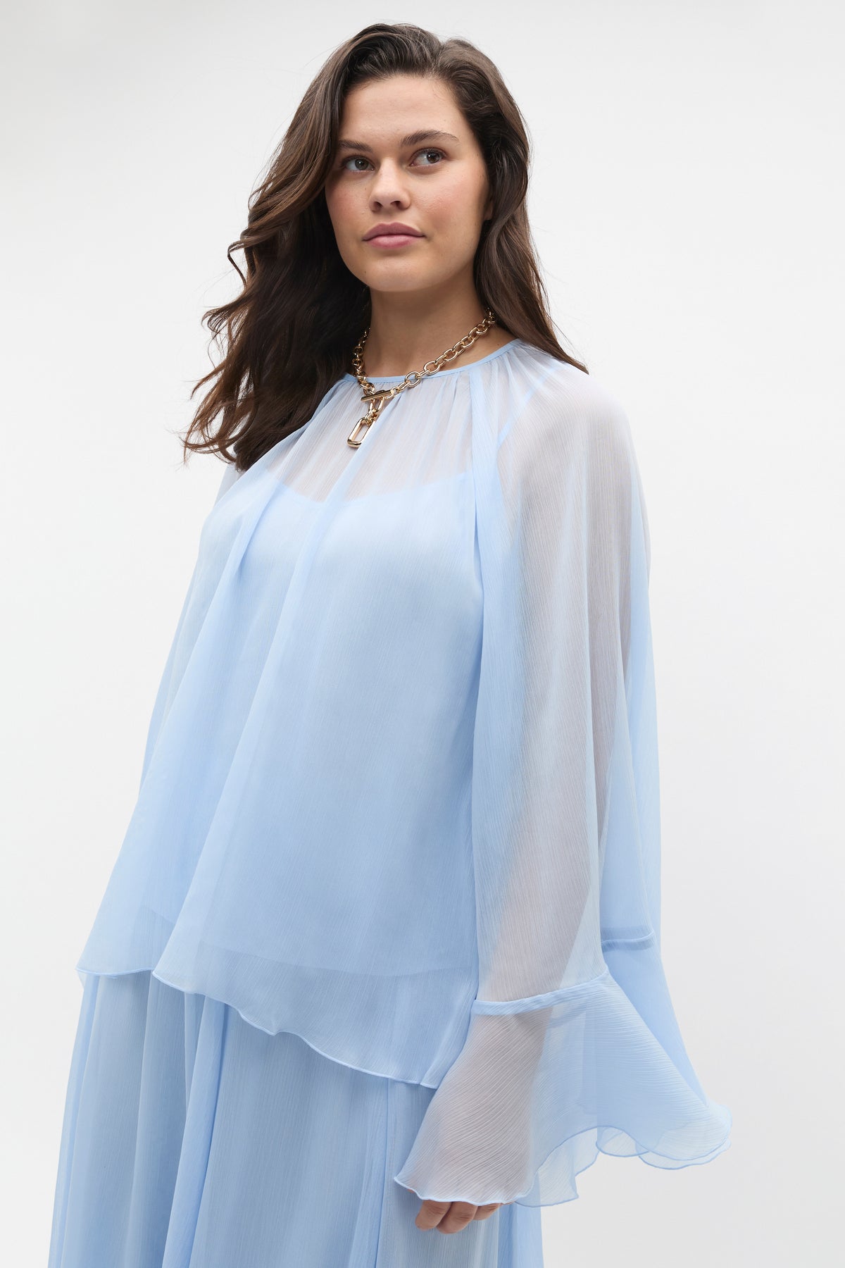 Fluted Sleeve Blouse