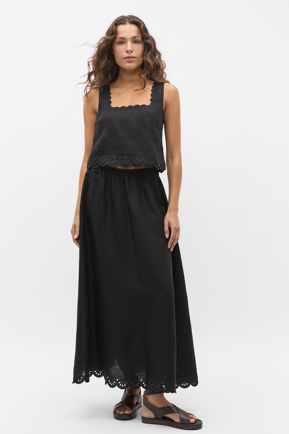 Scallop Broderie Shell Top