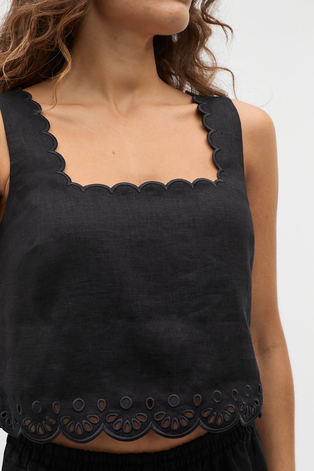 Scallop Broderie Shell Top