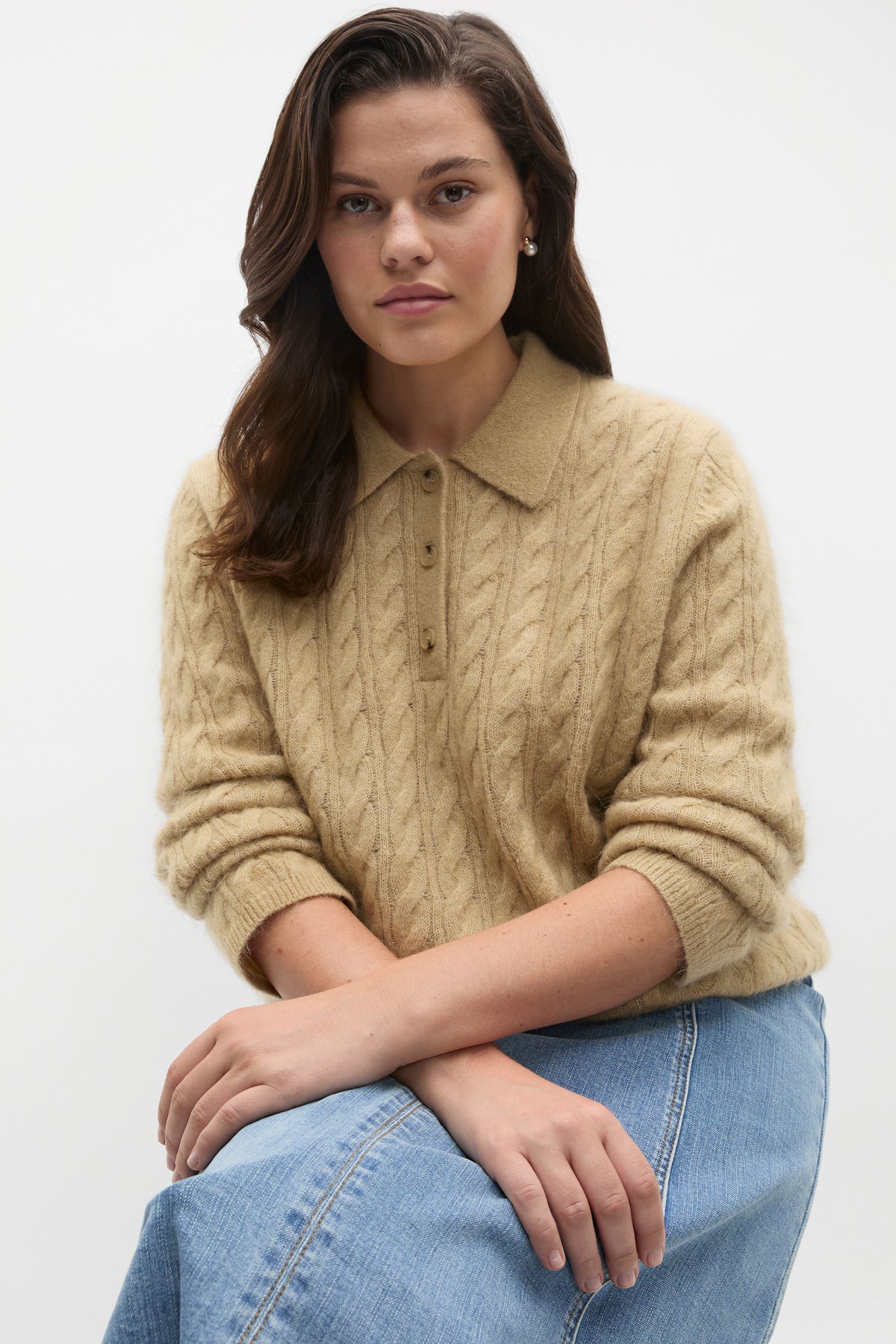 Cable Detail Knit Polo