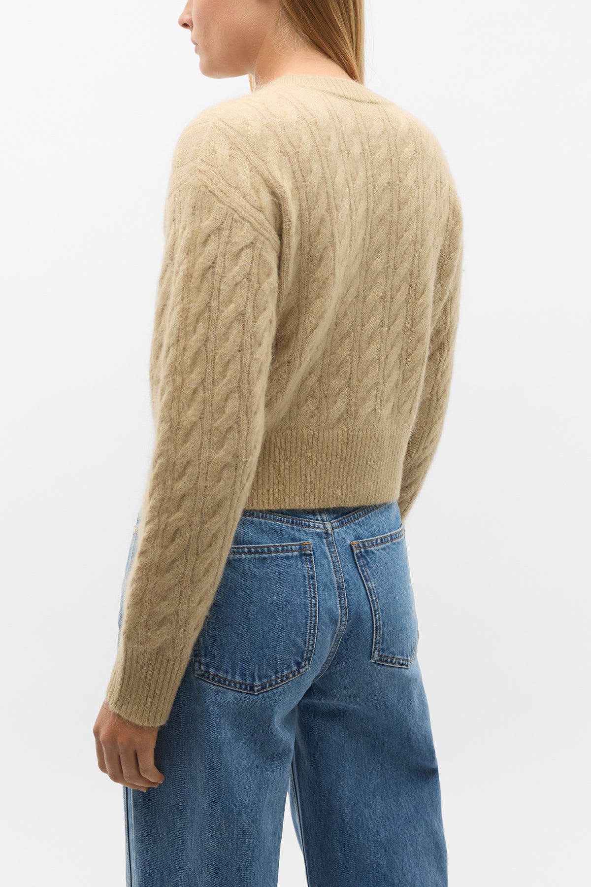 Cable Cropped Button Cardi