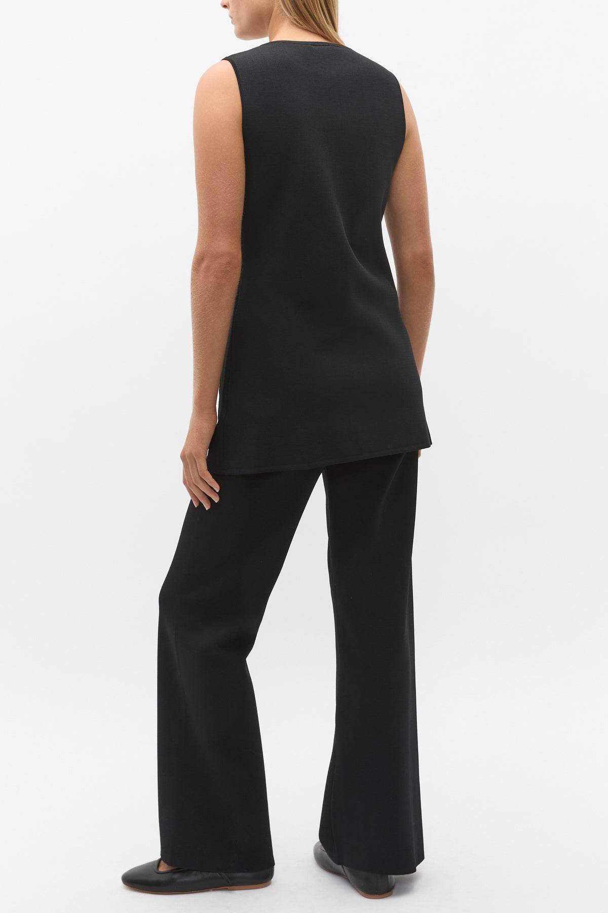 Longline Boat Neck Knit Vest