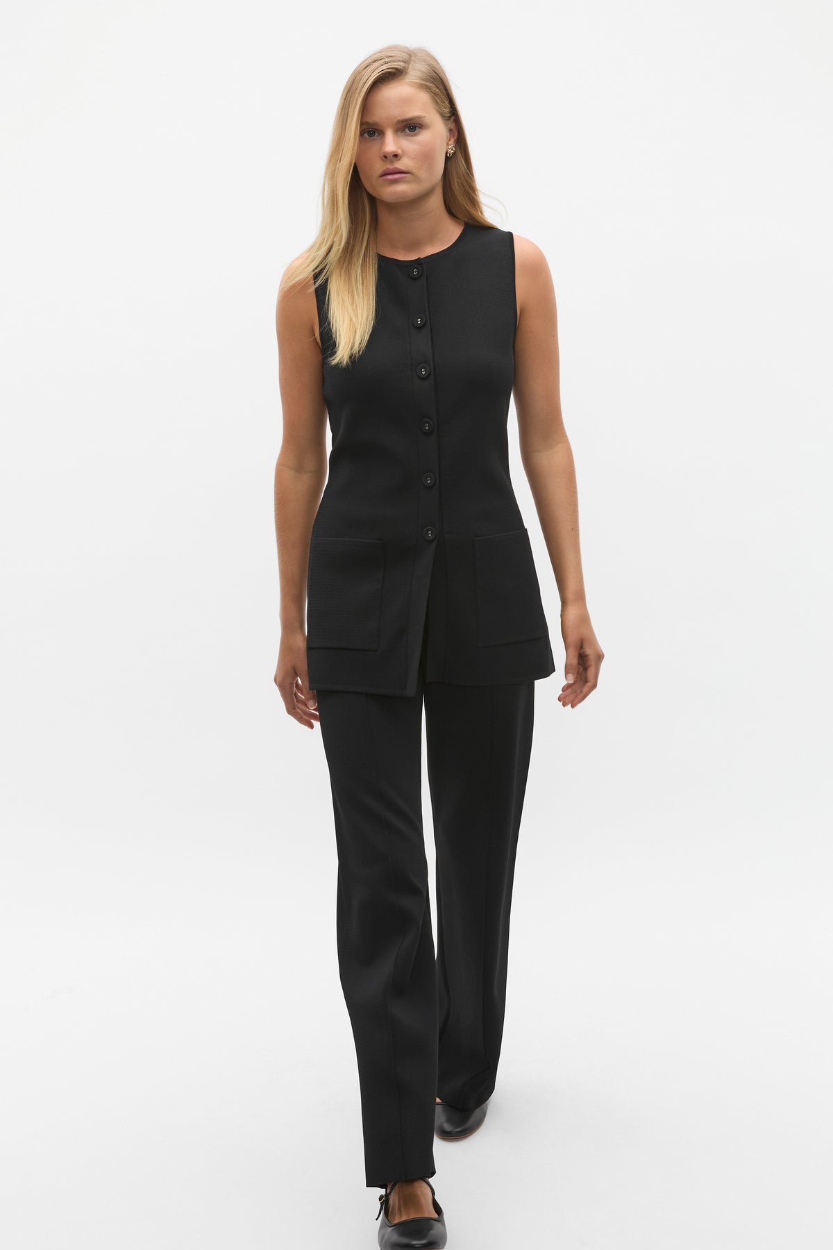 Longline Boat Neck Knit Vest