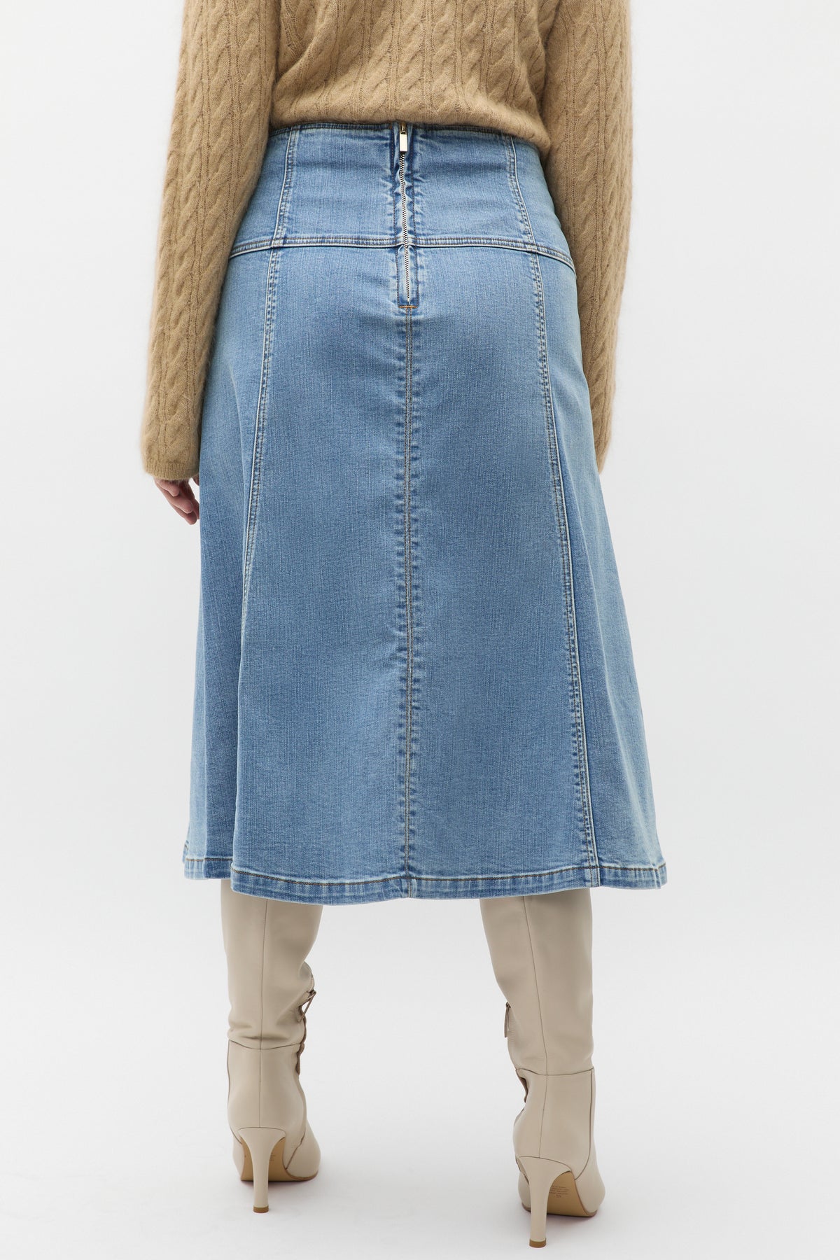 Denim Fit Flare Skirt