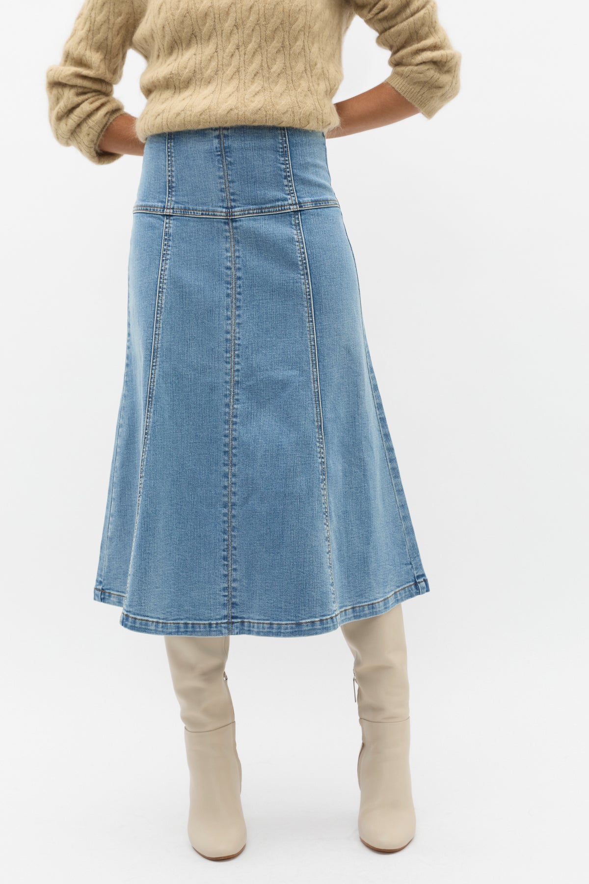 Denim Fit Flare Skirt