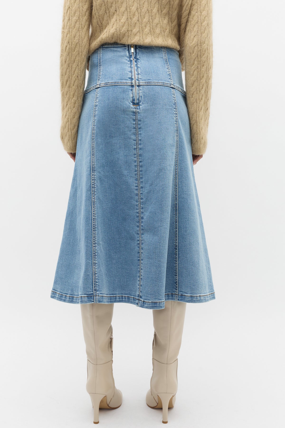 Denim Fit Flare Skirt