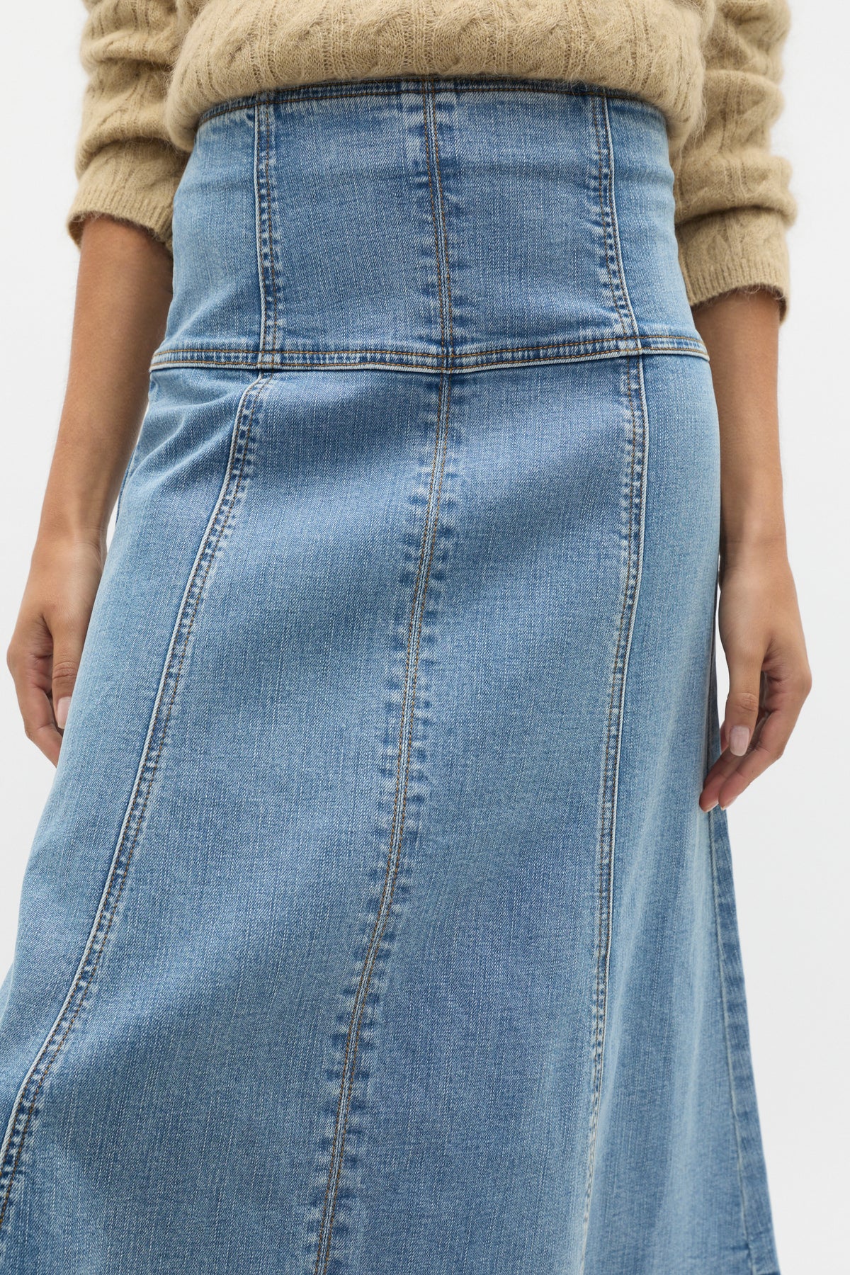Denim Fit Flare Skirt