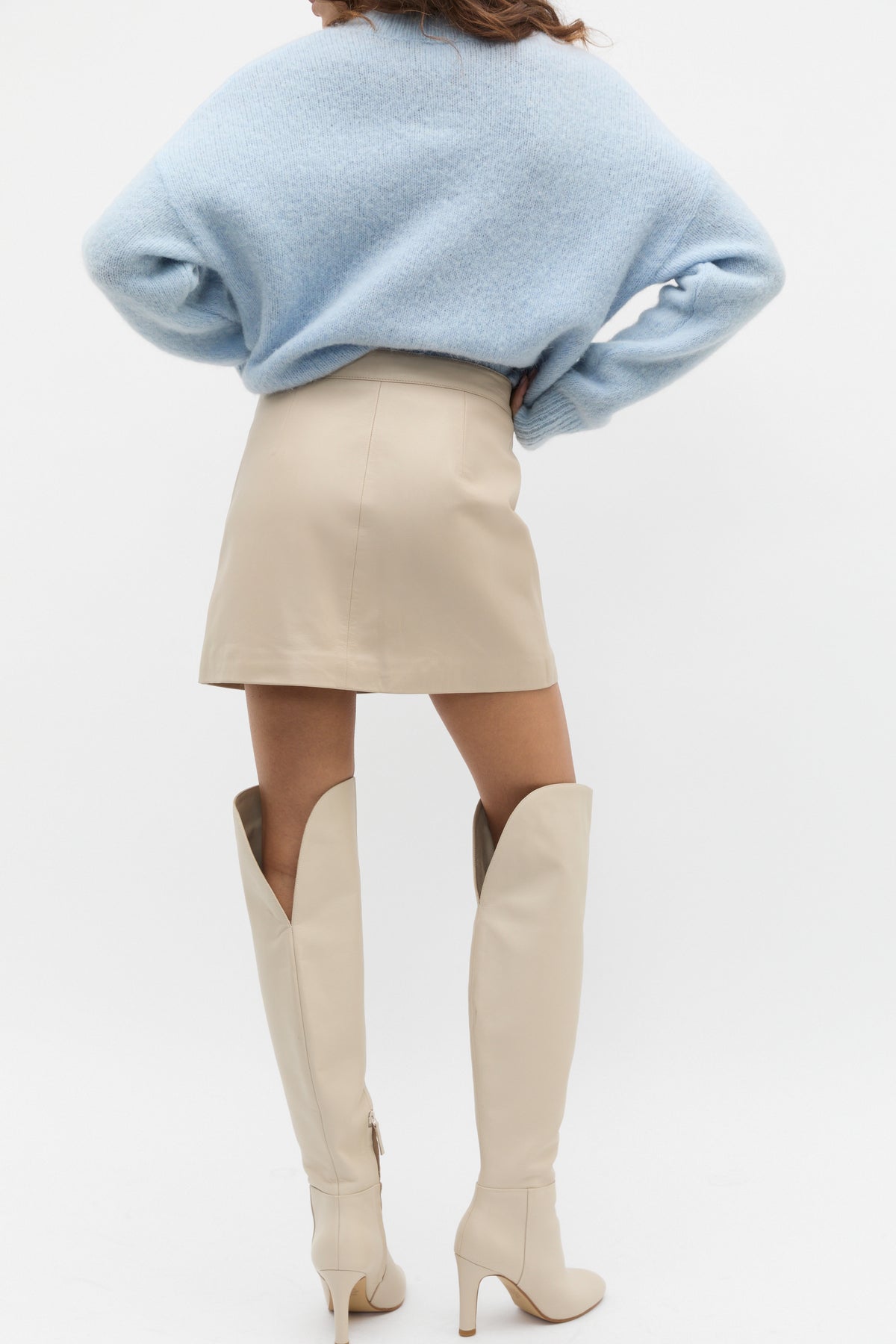 Leather Button Mini Skirt