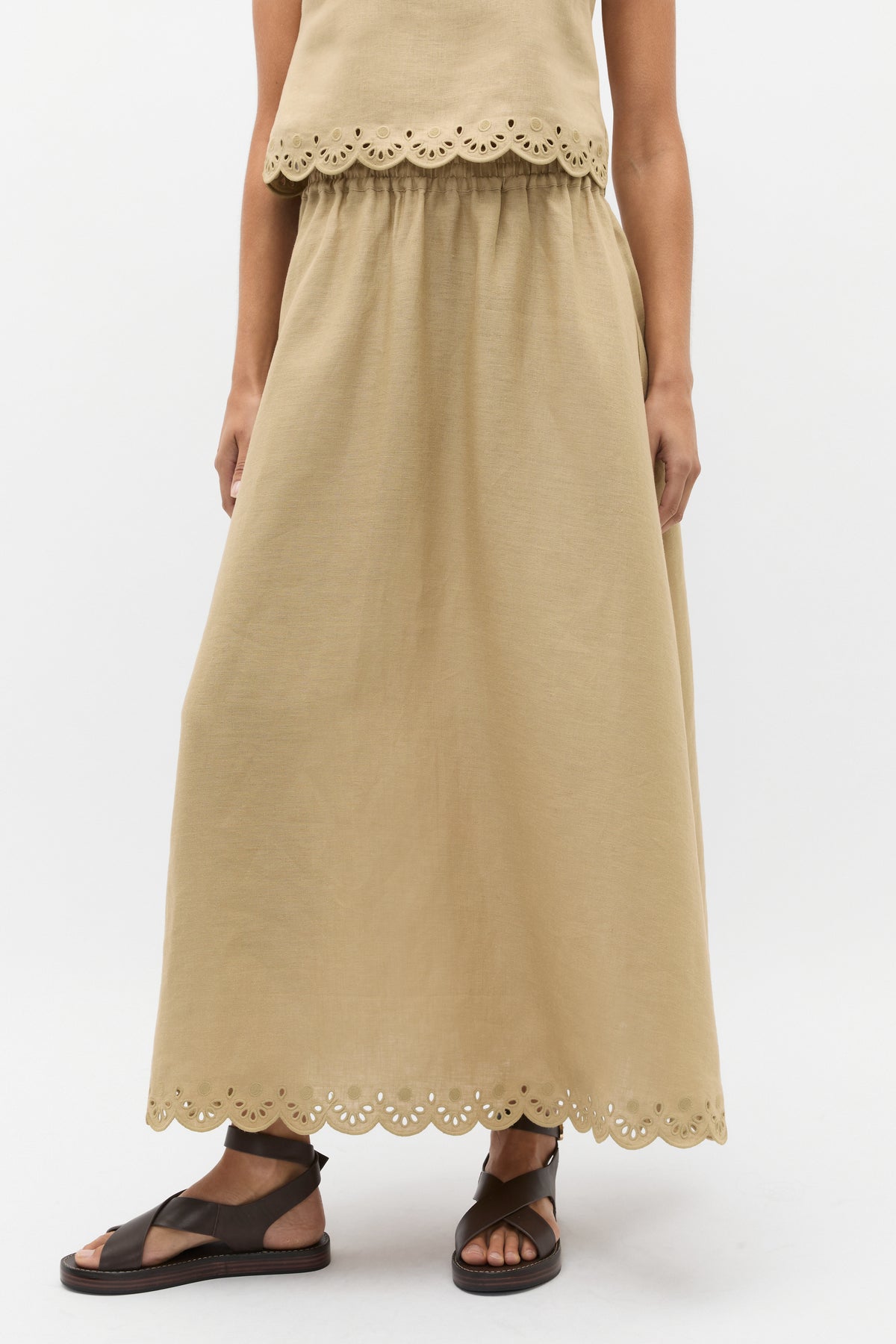 Scallop Broderie Midi Skirt