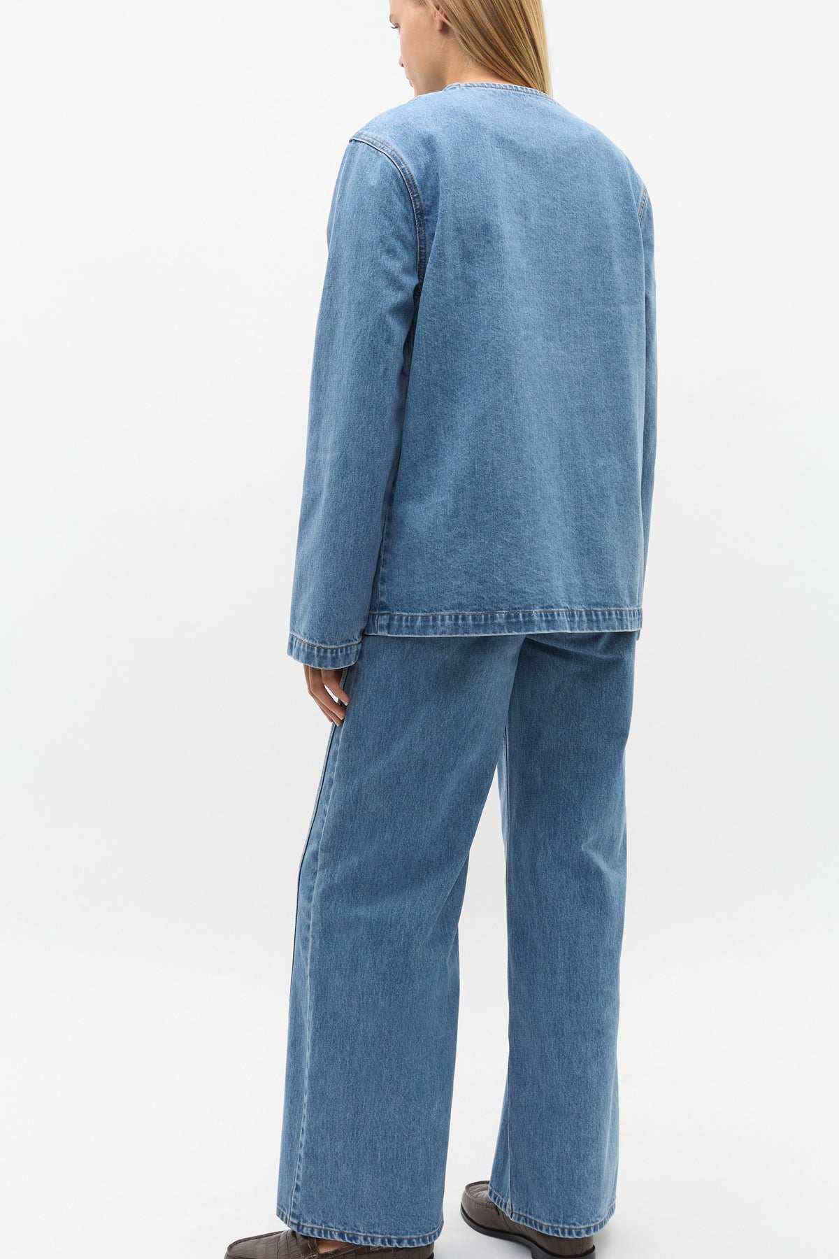 Denim Collarless Jacket