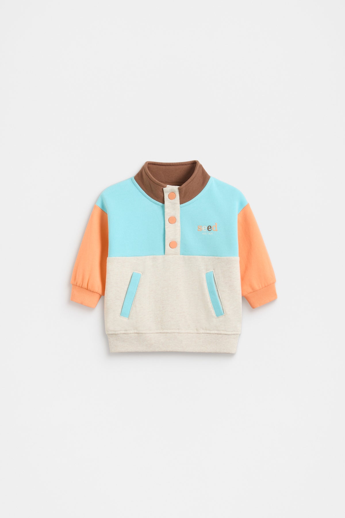 Colourblock Snap Sweat