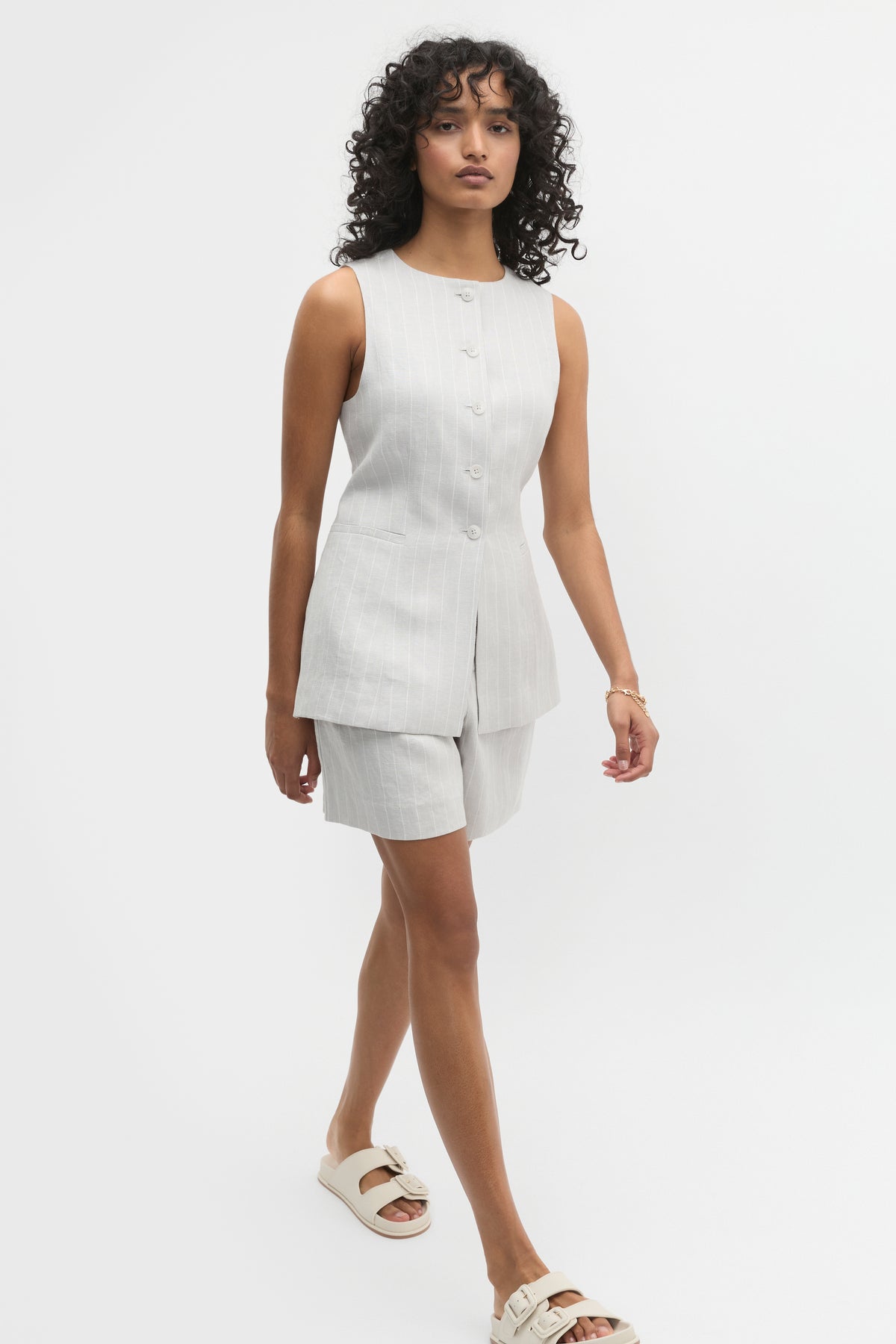 Linen Pinstripe Short