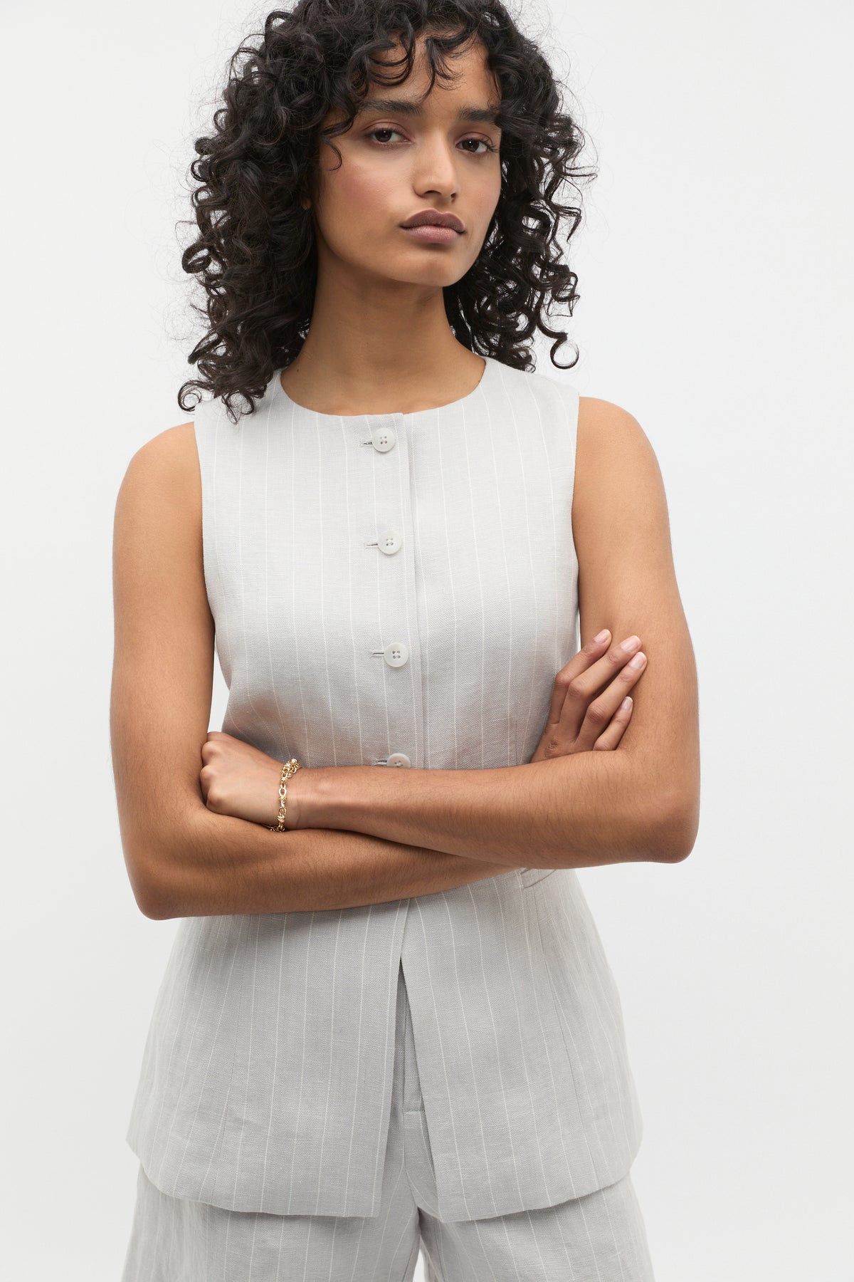 Linen Pinstripe Vest