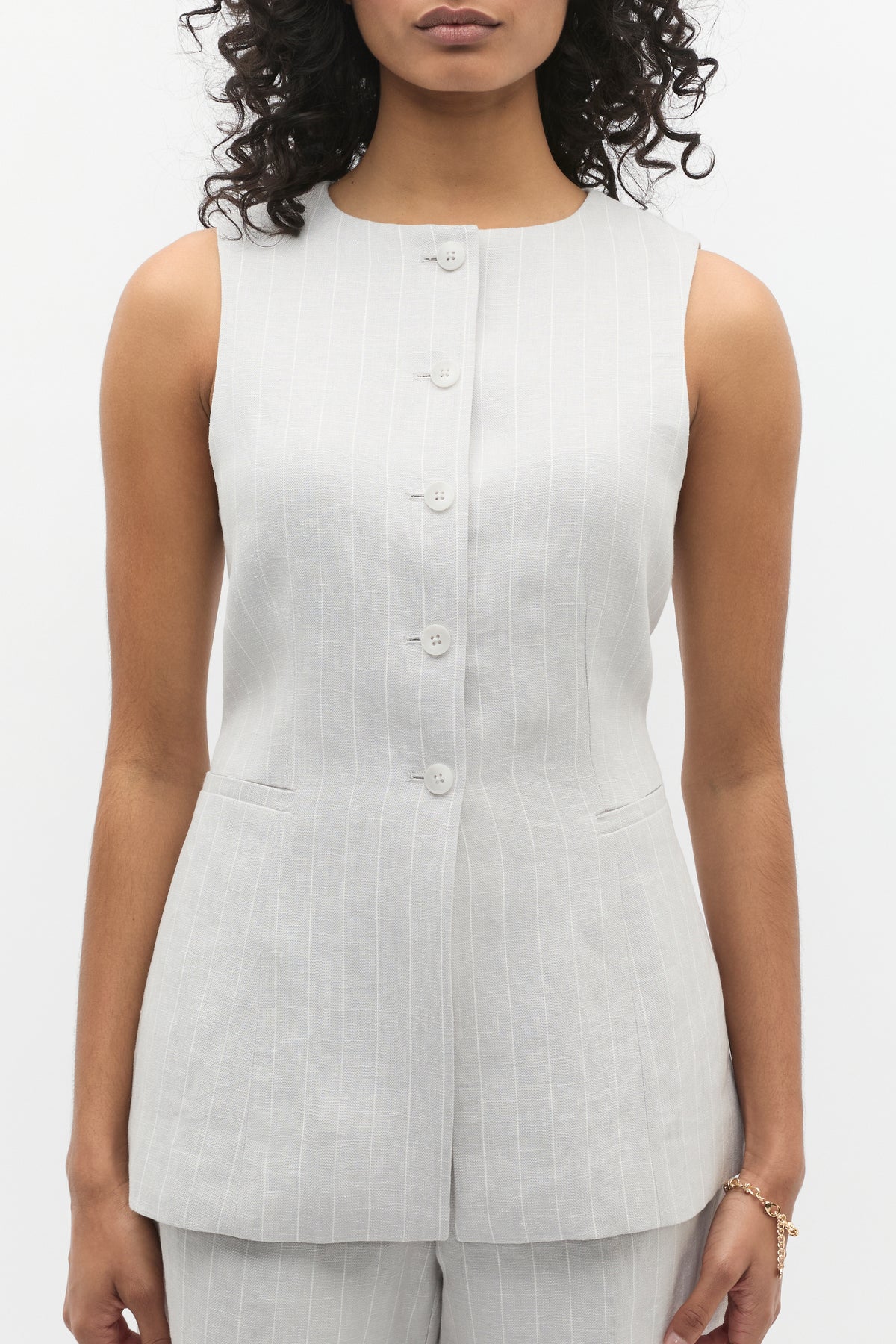 Linen Pinstripe Vest