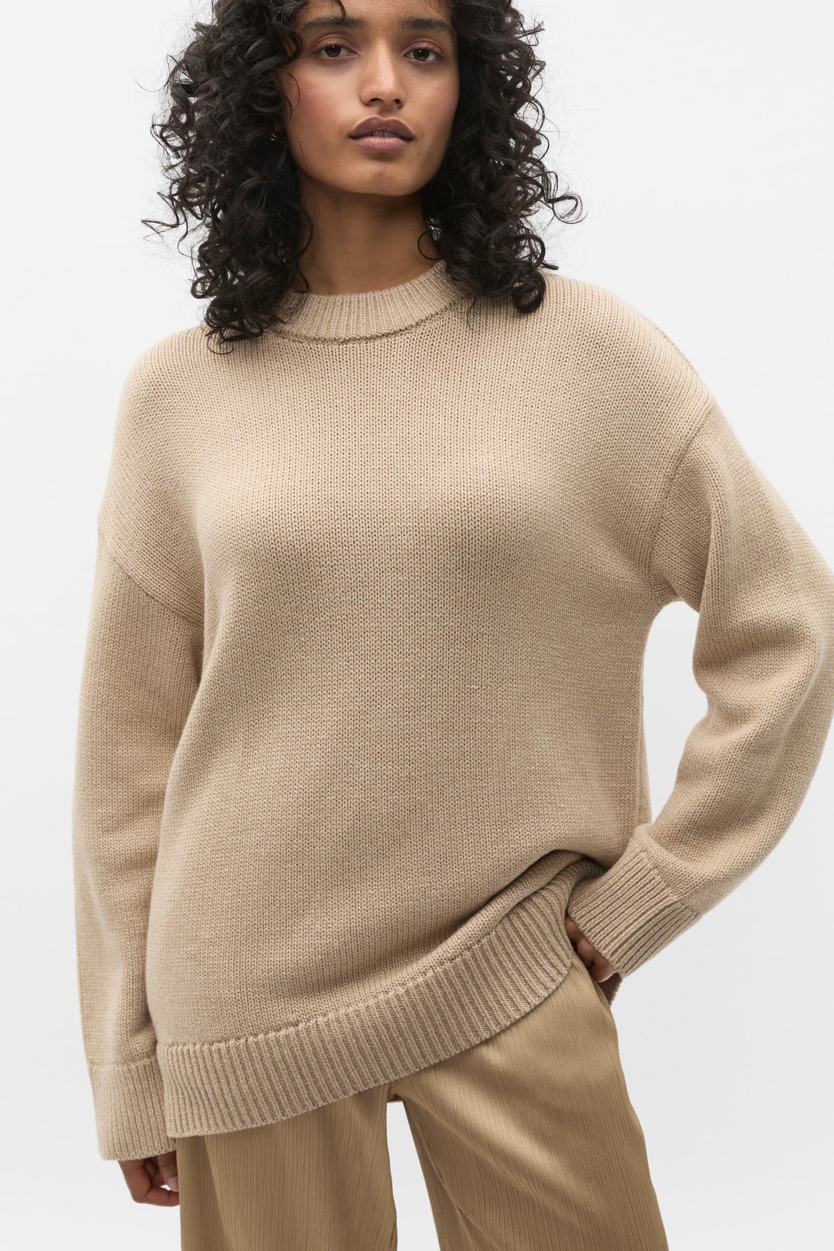Slouch Crew Neck Twist Knit